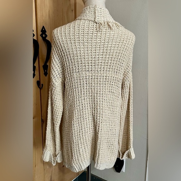 Free People I’ll Be Around Cozy Oatmeal Cream Knit Women's Sweater Cardigan - Picture 5 of 5